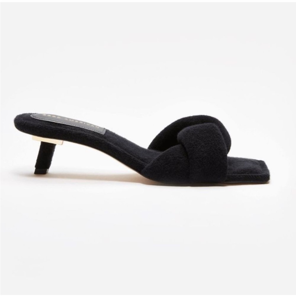 Good American Terry Kickstand Low Heel Slide Sandals 9.5